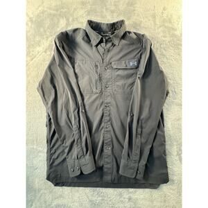 Under Armour HeatGear Men's Black Collared Long Sleeve Button-Up Fishing Shirt